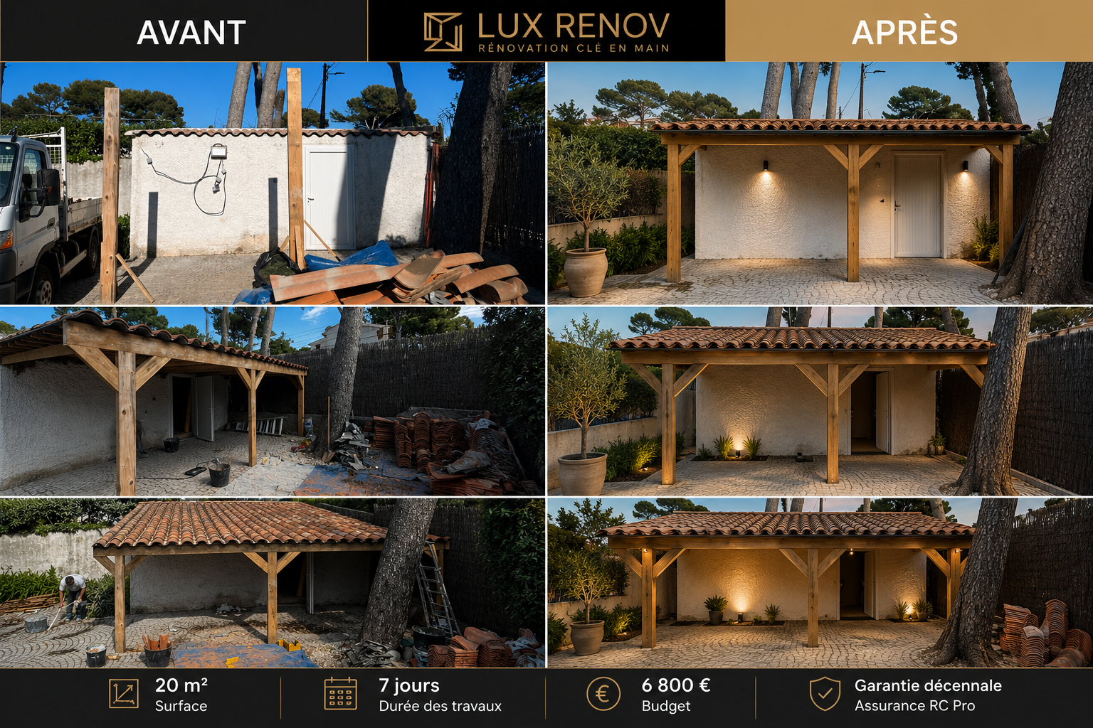LUX RENOV — avant / après Pool house rénové à Antibes